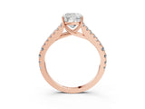 Rose gold Cushion Cut Diamond Split Shank Pavé Engagement Ring with Four-Prong Setting_84