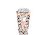 Rose gold Cushion Cut Diamond Split Shank Pavé Engagement Ring with Four-Prong Setting_86