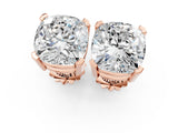 Rose gold Cushion Cut Diamond Stud Earrings_444