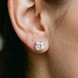 Rose gold Cushion Cut Diamond Stud Earrings_450