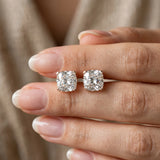 Rose gold Cushion Cut Diamond Stud Earrings_451