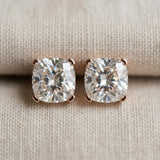 Rose gold Cushion Cut Diamond Stud Earrings_452