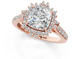Rose gold Cushion Cut Diamond Sunburst Halo Engagement Ring with Pavé Band_7