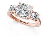 Rose gold Cushion Cut Diamond Three-Stone Engagement Ring with Prong Setting and Pavé Band_16