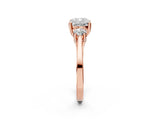 Rose gold Cushion Cut Diamond Three-Stone Engagement Ring with Prong Setting and Pavé Band_17