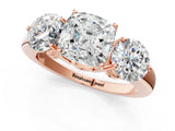 Rose gold Cushion Cut Diamond Three-Stone Ring with Prong Setting and Classic Band_104