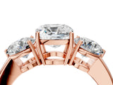 Rose gold Cushion Cut Diamond Three-Stone Ring with Prong Setting and Classic Band_107
