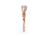Rose gold Cushion Cut Diamond Three-Stone Ring with Prong Setting and Pavé Band_5