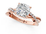 Rose gold Cushion Cut Diamond Twist Band Solitaire with Prong Setting_62
