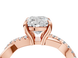 Rose gold Cushion Cut Diamond Twist Band Solitaire with Prong Setting_64