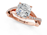 Rose gold Cushion Cut Diamond Twisted Band Engagement Ring with Prong Setting_16