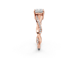 Rose gold Cushion Cut Diamond Twisted Band Engagement Ring with Prong Setting_17