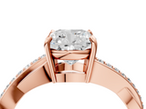 Rose gold Cushion Cut Diamond Twisted Band Engagement Ring with Prong Setting_19