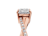 Rose gold Cushion Cut Diamond Twisted Band Engagement Ring with Prong Setting_20