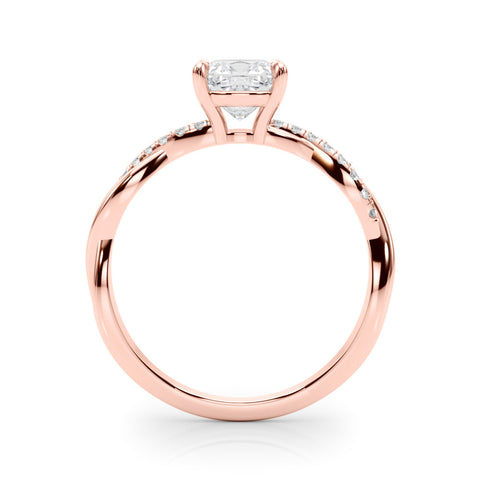 Rose gold Cushion Cut Diamond Twisted Band with Pavé Setting and Four-Prong Setting 1