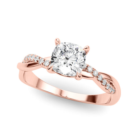 Rose gold Cushion Cut Diamond Twisted Band with Pavé Setting and Four-Prong Setting 2