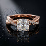 Rose gold Cushion Cut Diamond Twisted Band with Pavé Setting and Four-Prong Setting_15