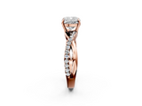 Rose gold Cushion Cut Diamond Twisted Band with Pavé Setting and Four-Prong Setting_20