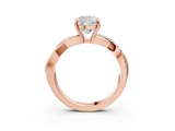 Rose gold Cushion Cut Diamond Twisted Band with Pavé Setting and Four-Prong Setting_21