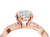 Rose gold Cushion Cut Diamond Twisted Band with Pavé Setting and Four-Prong Setting_22