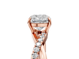 Rose gold Cushion Cut Diamond Twisted Band with Pavé Setting and Four-Prong Setting_23