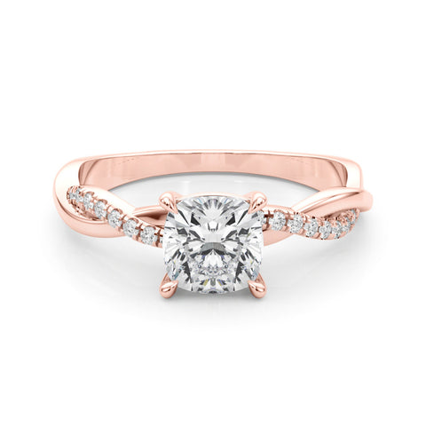 Rose gold Cushion Cut Diamond Twisted Band with Pavé Setting and Four-Prong Setting