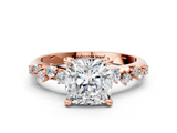 Rose gold Cushion Cut Diamond Vine Band with Four-Prong Setting_42