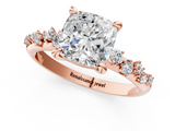 Rose gold Cushion Cut Diamond Vine Band with Four-Prong Setting_43