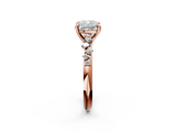Rose gold Cushion Cut Diamond Vine Band with Four-Prong Setting_44