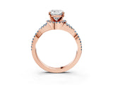 Rose gold Cushion Cut Diamond with Aquamarine side stone Halo Twist Band Solitaire Prong Setting Ring_27