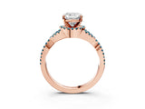 Rose gold Cushion Cut Diamond with Blue Topaz side stone Halo Twist Band Solitaire Prong Setting Ring_39