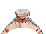 Rose gold Cushion Cut Diamond with Blue Topaz side stone Halo Twist Band Solitaire Prong Setting Ring_40