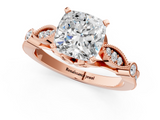Rose gold Cushion Cut Diamond with Milgrain Marquise and Bezel Accents on a Solitaire Band with Prong Setting_190