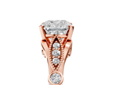 Rose gold Cushion Cut Diamond with Milgrain Marquise and Bezel Accents on a Solitaire Band with Prong Setting_194