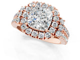 Rose gold Cushion Cut Double Halo Diamond Engagement Ring with Pave Band and Four-Prong Setting_44