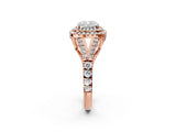 Rose gold Cushion Cut Double Halo Split Shank Diamond Ring with Prong Setting_51