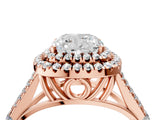 Rose gold Cushion Cut Double Halo Split Shank Diamond Ring with Prong Setting_53