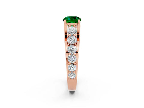 Rose gold Cushion Cut Emerald Engagement Ring with Pavé Band and Four-Prong Setting_2