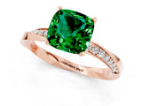 Rose gold Cushion Cut Emerald Engagement Ring with Side Stone Accents and Four-Prong Setting_25