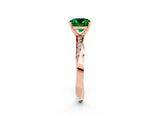 Rose gold Cushion Cut Emerald Engagement Ring with Side Stone Accents and Four-Prong Setting_26