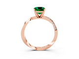 Rose gold Cushion Cut Emerald Engagement Ring with Side Stone Accents and Four-Prong Setting_27