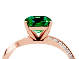 Rose gold Cushion Cut Emerald Engagement Ring with Side Stone Accents and Four-Prong Setting_28