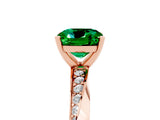 Rose gold Cushion Cut Emerald Engagement Ring with Side Stone Accents and Four-Prong Setting_29