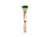 Rose gold Cushion Cut Emerald Engagement Ring with Side Stone Accents and Four-Prong Setting_41