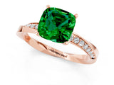 Rose gold Cushion Cut Emerald Engagement Ring with Side Stone Accents and Four-Prong Setting_85