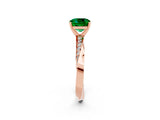 Rose gold Cushion Cut Emerald Engagement Ring with Side Stone Accents and Four-Prong Setting_86
