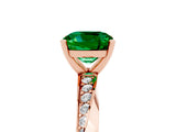 Rose gold Cushion Cut Emerald Engagement Ring with Side Stone Accents and Four-Prong Setting_89