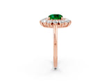 Rose gold Cushion Cut Emerald Floral Double Halo Engagement Ring with Prong Setting_62