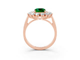 Rose gold Cushion Cut Emerald Floral Double Halo Engagement Ring with Prong Setting_63