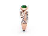 Rose gold Cushion Cut Emerald Halo Ring with Round Split Shank and Prong Setting_50